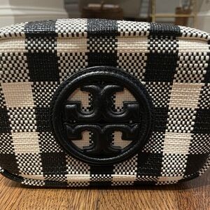 Fun Tory Burch crossbody small purse!  Black & Cream Checkered pattern!